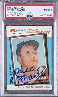 1982 Topps K-Mart #1 Mickey Mantle Signed Card - PSA/DNA MINT 9